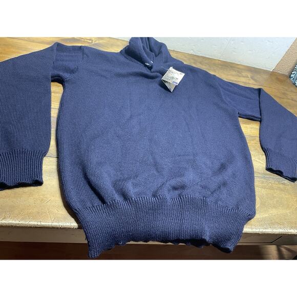 The Mariner Navy Blue Wool Shawl Collar Sweater Guideboat Co Made in England XL - Picture 10 of 15